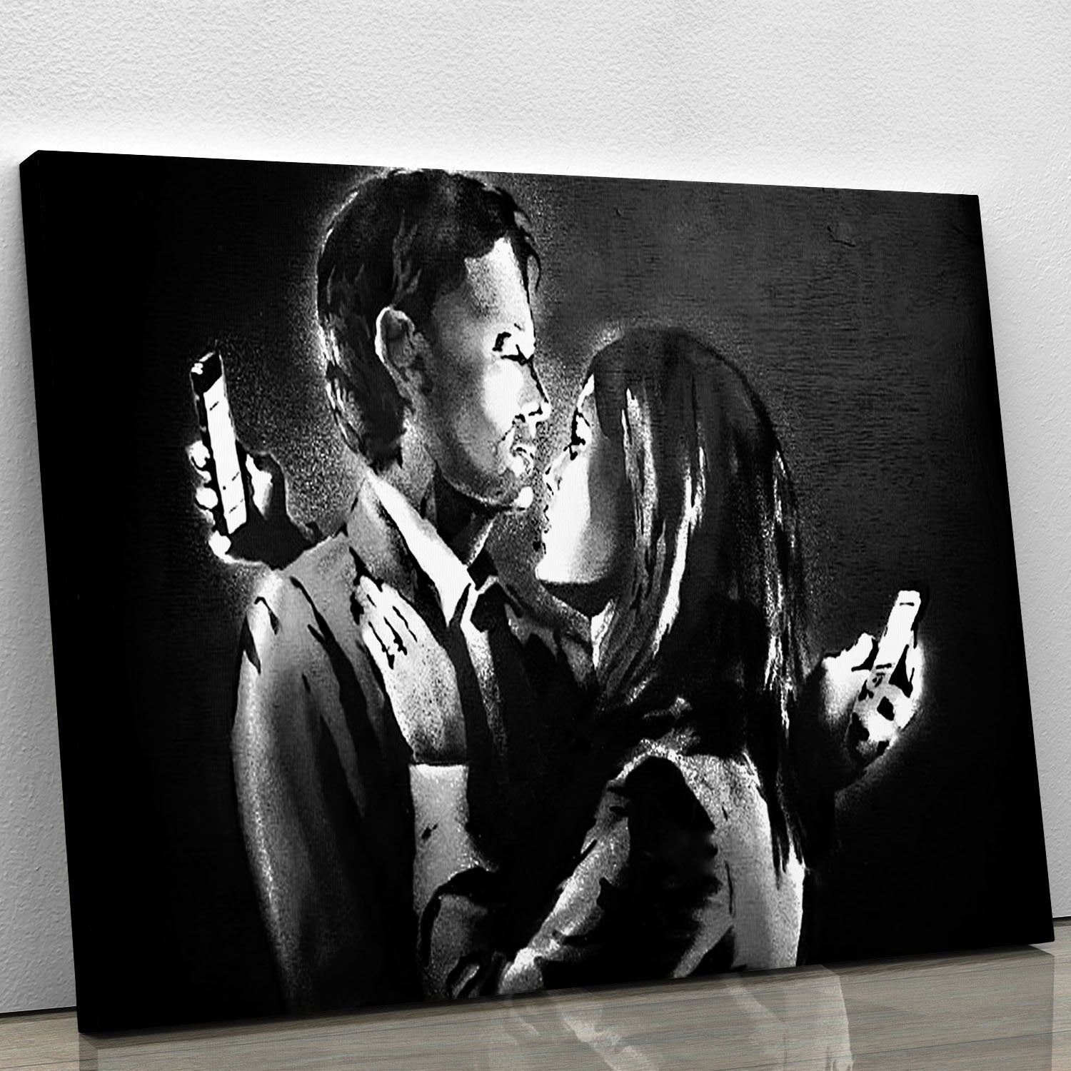 Banksy Mobile Lovers Canvas Print or Poster