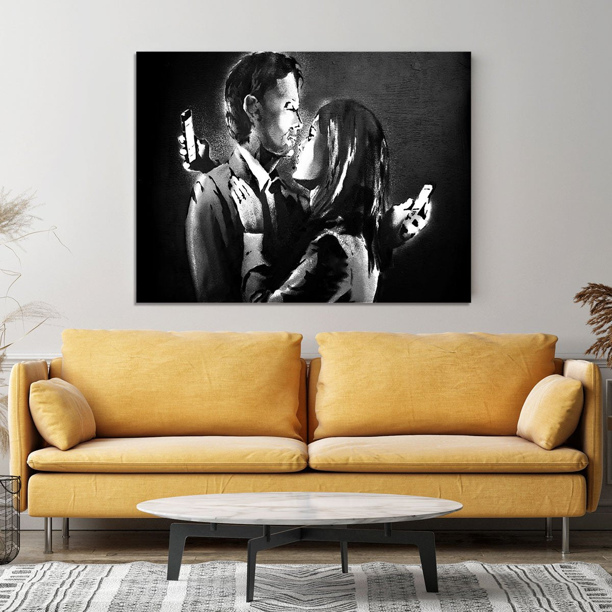 Banksy Mobile Lovers Canvas Print or Poster