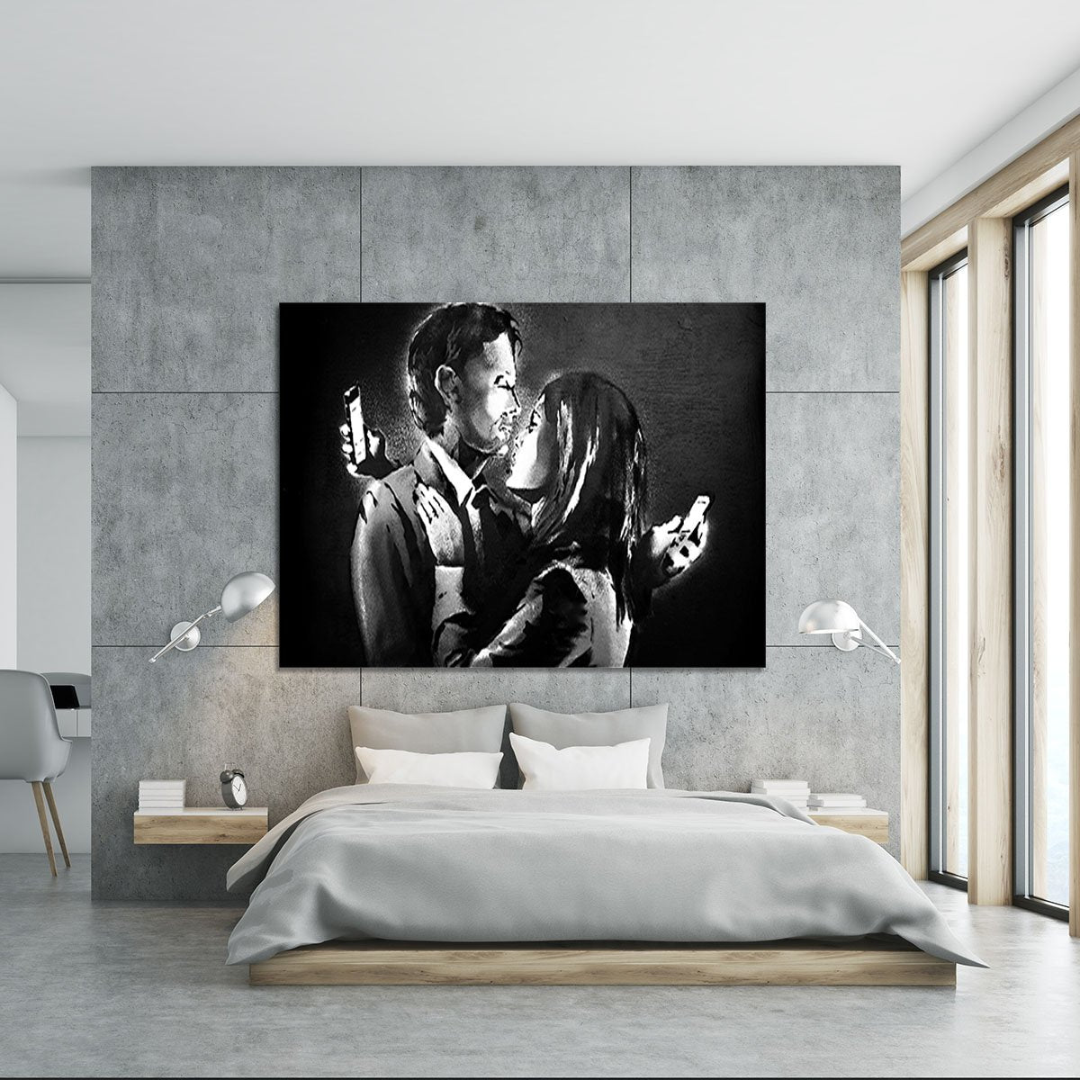 Banksy Mobile Lovers Canvas Print or Poster