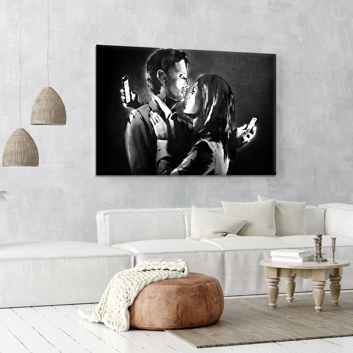 Banksy Mobile Lovers Canvas Print or Poster