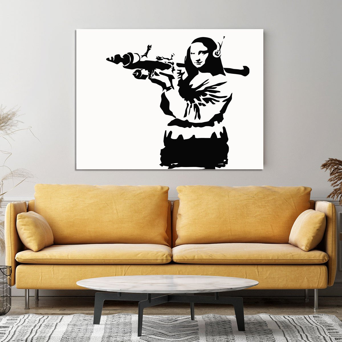 Banksy Mona Lisa Rocket Launcher Canvas Print or Poster