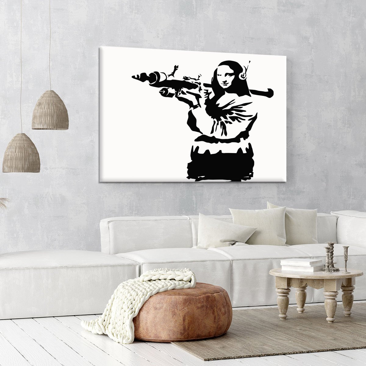 Banksy Mona Lisa Rocket Launcher Canvas Print or Poster