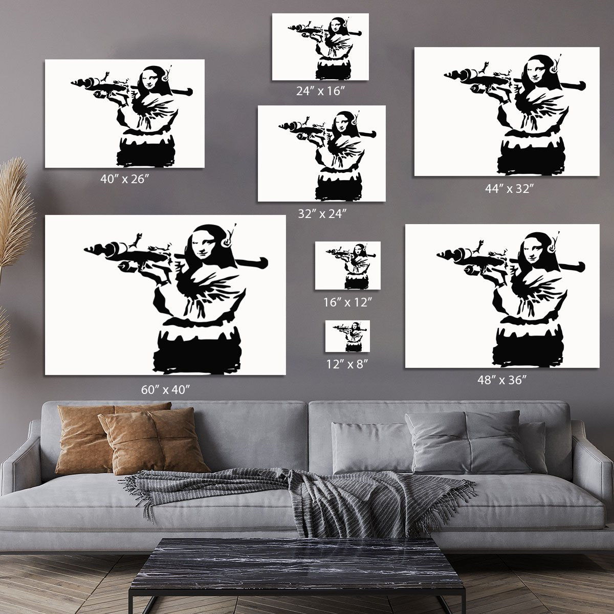 Banksy Mona Lisa Rocket Launcher Canvas Print or Poster