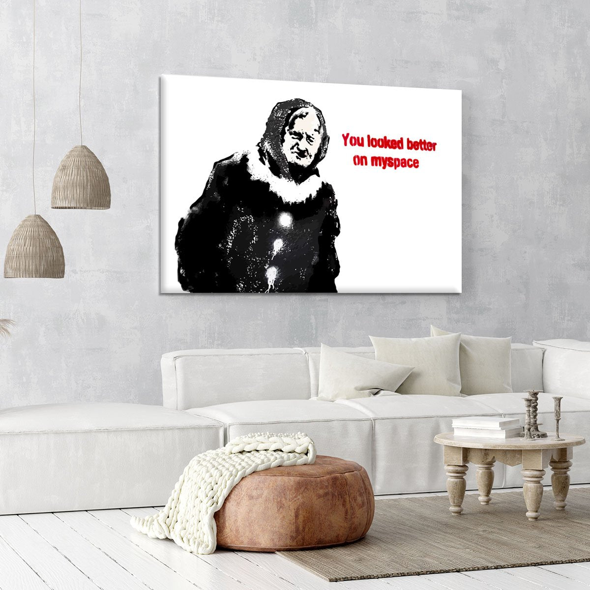 Banksy Old Woman MySpace Canvas Print or Poster