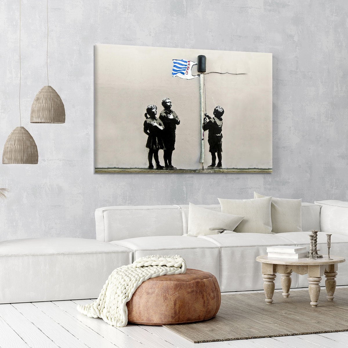 Banksy Raising the Tesco Flag Canvas Print or Poster