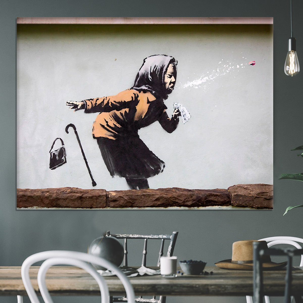 Banksy Sneezing Woman Canvas Print or Poster