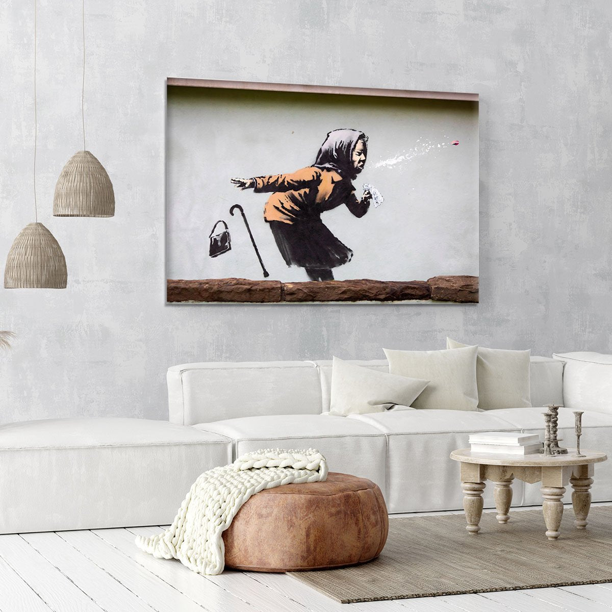 Banksy Sneezing Woman Canvas Print or Poster