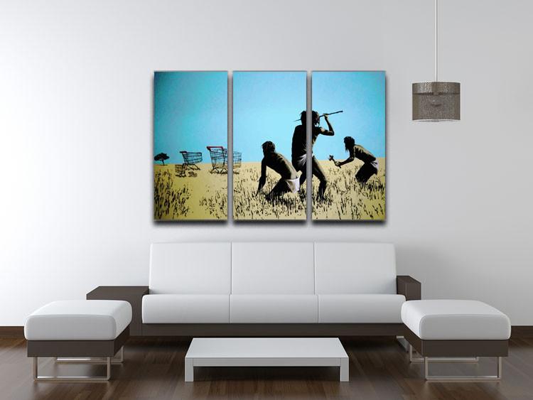 Banksy Aborigine Hunters 3 Split Panel Canvas Print - Canvas Art Rocks