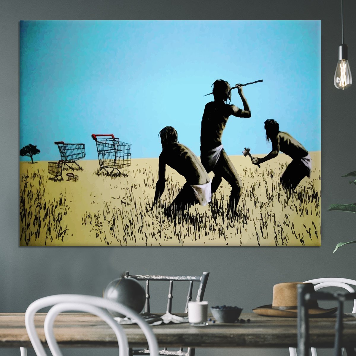 Banksy Aborigine Hunters Canvas Print or Poster