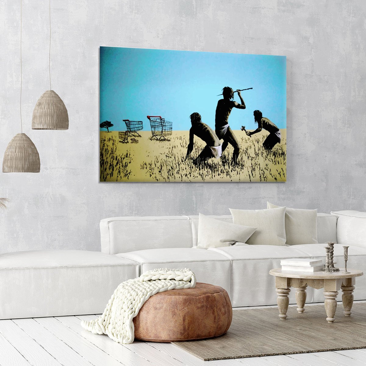 Banksy Aborigine Hunters Canvas Print or Poster