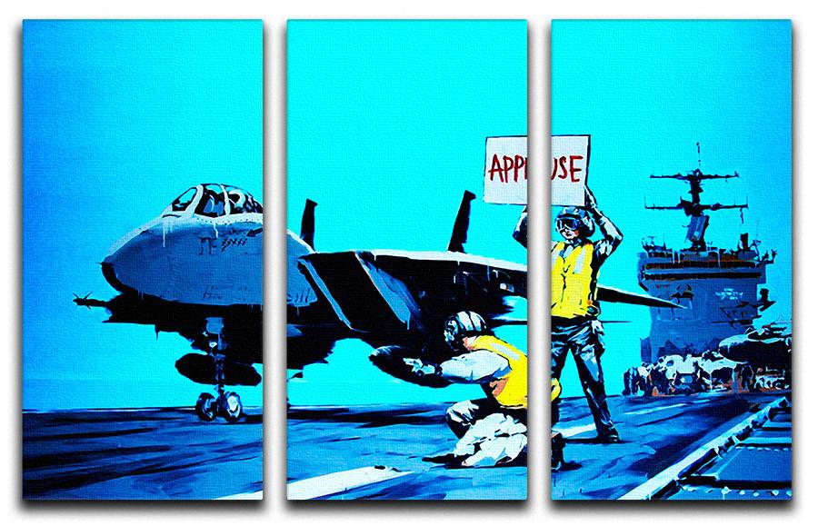 Banksy Aircraft Carrier Applause 3 Split Panel Canvas Print - Canvas Art Rocks