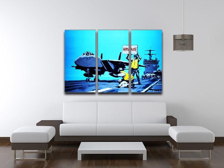 Banksy Aircraft Carrier Applause 3 Split Panel Canvas Print - Canvas Art Rocks