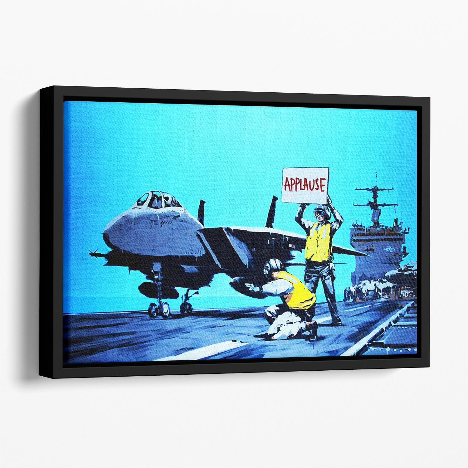 Banksy Aircraft Carrier Applause Floating Framed Canvas