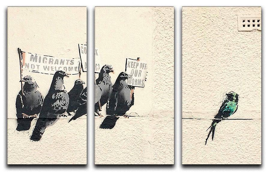 Banksy Anti-Immigration Birds 3 Split Canvas Print - Canvas Art Rocks