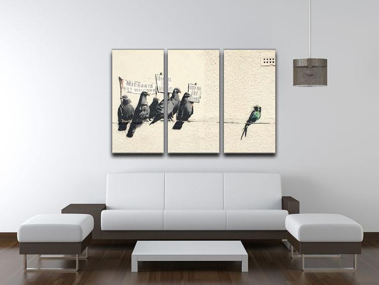 Banksy Anti-Immigration Birds 3 Split Canvas Print - Canvas Art Rocks