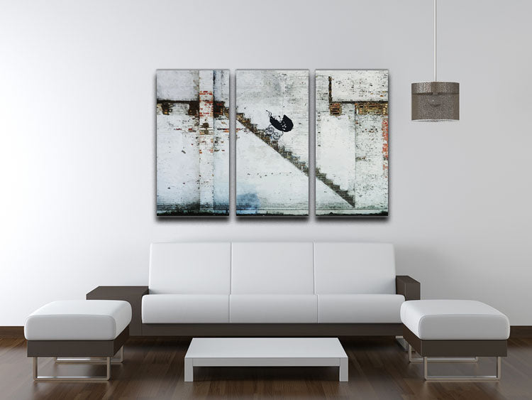 Banksy Baby Carriage 3 Split Panel Canvas Print - Canvas Art Rocks - 3