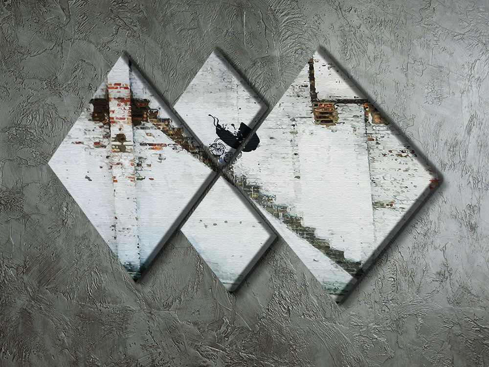 Banksy Baby Carriage 4 Square Multi Panel Canvas - Canvas Art Rocks - 2