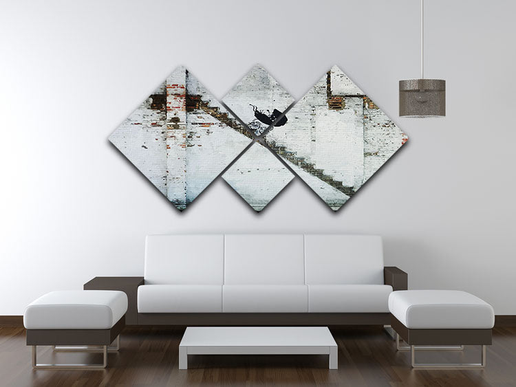 Banksy Baby Carriage 4 Square Multi Panel Canvas - Canvas Art Rocks - 3