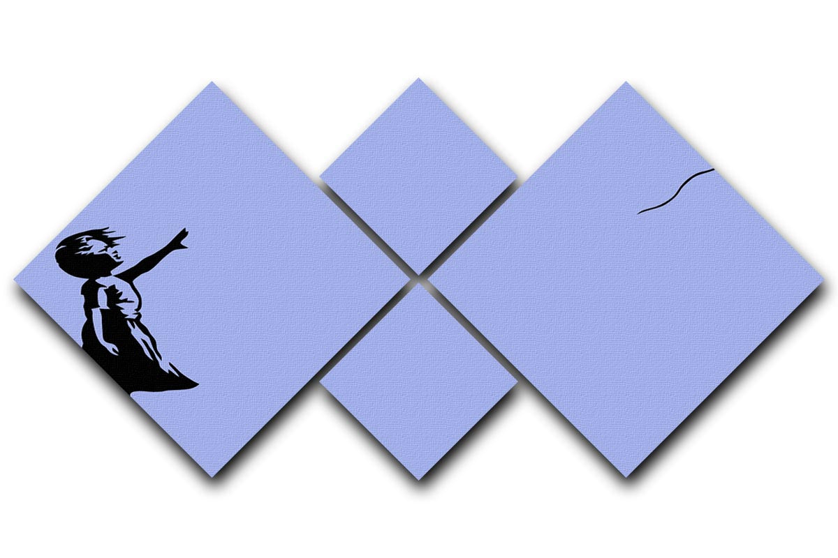 Banksy Balloon Heart Girl Blue 4 Square Multi Panel Canvas - Canvas Art Rocks - 1