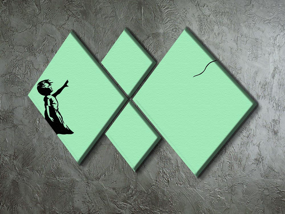 Banksy Balloon Heart Girl Green 4 Square Multi Panel Canvas - Canvas Art Rocks - 2