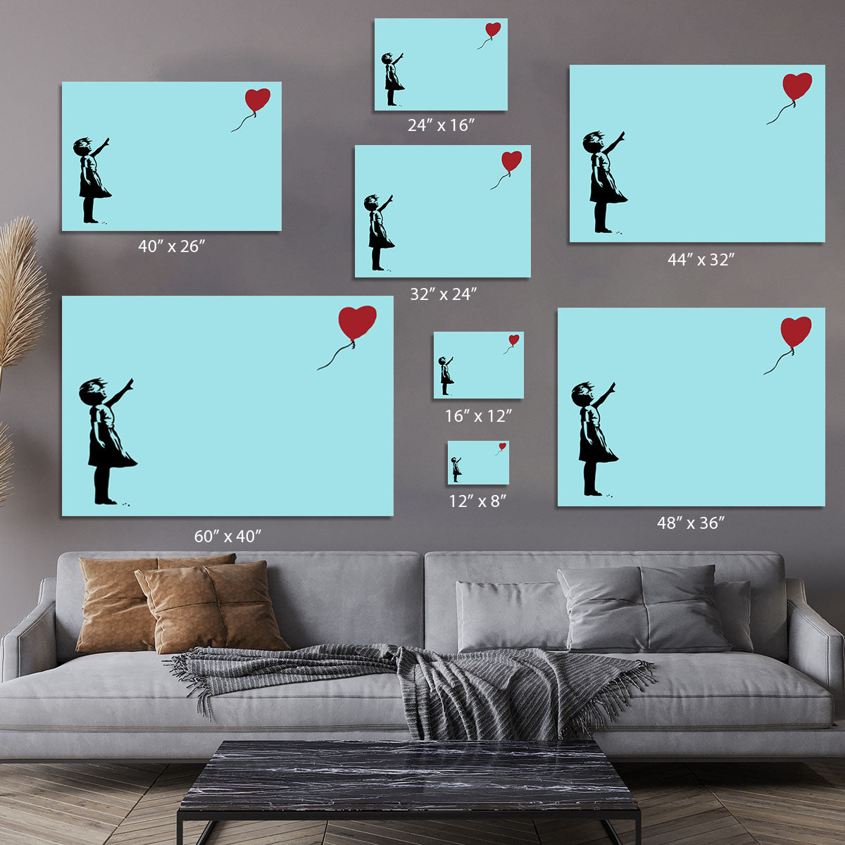 Banksy Balloon Heart Girl Light Blue Canvas Print or Poster - Canvas Art Rocks - 7