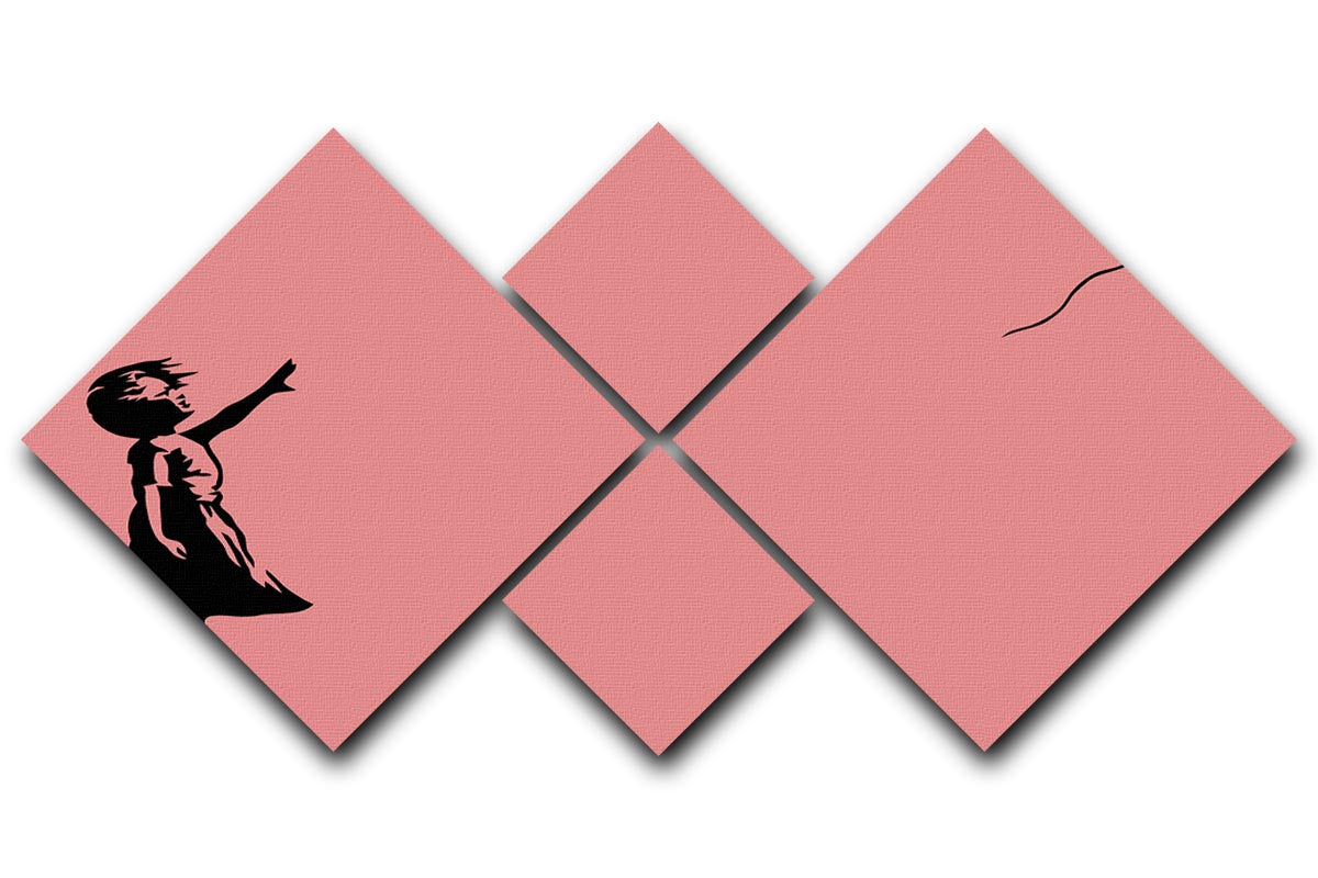 Banksy Balloon Heart Girl Red 4 Square Multi Panel Canvas - Canvas Art Rocks - 1