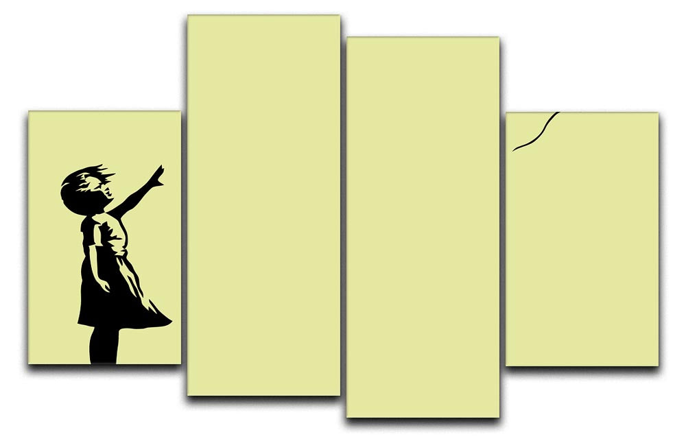 Banksy Balloon Heart Girl Yellow 4 Split Panel Canvas - Canvas Art Rocks - 1