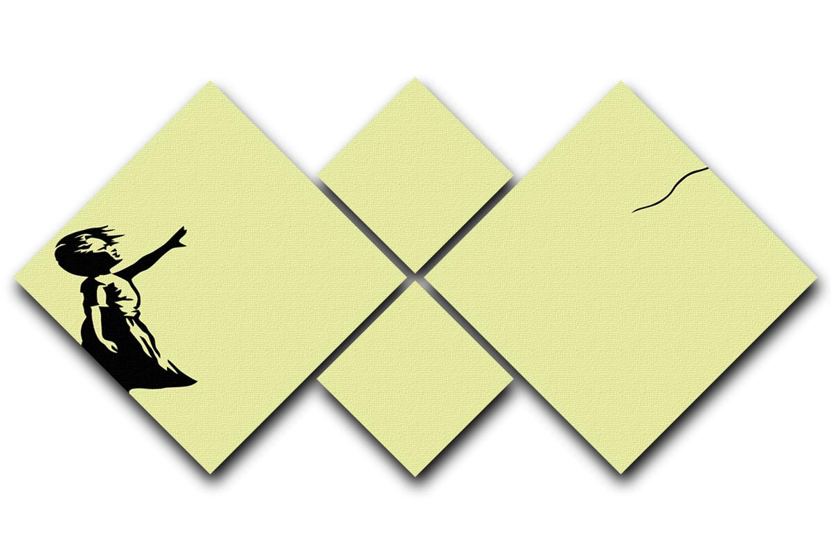 Banksy Balloon Heart Girl Yellow 4 Square Multi Panel Canvas - Canvas Art Rocks - 1