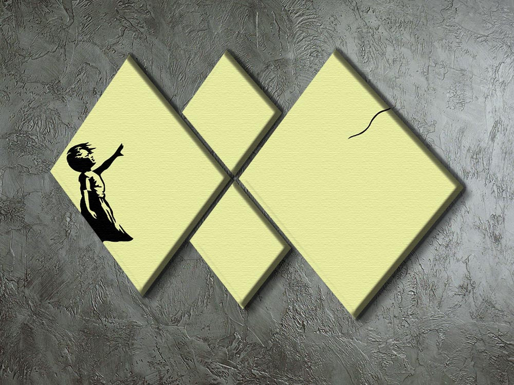 Banksy Balloon Heart Girl Yellow 4 Square Multi Panel Canvas - Canvas Art Rocks - 2