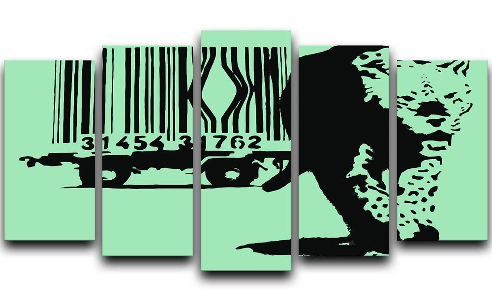 Banksy Barcode Leopard Green 5 Split Panel Canvas - Canvas Art Rocks - 1