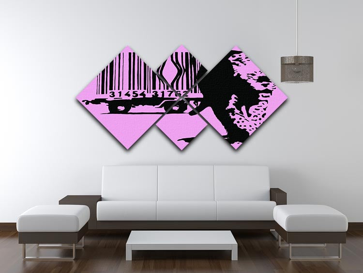 Banksy Barcode Leopard Purple 4 Square Multi Panel Canvas - Canvas Art Rocks - 3