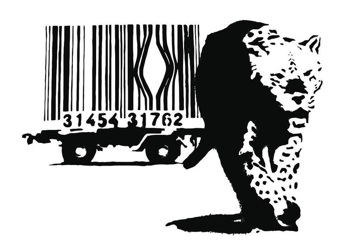 Banksy Barcode Leopard Wall Mural Wallpaper