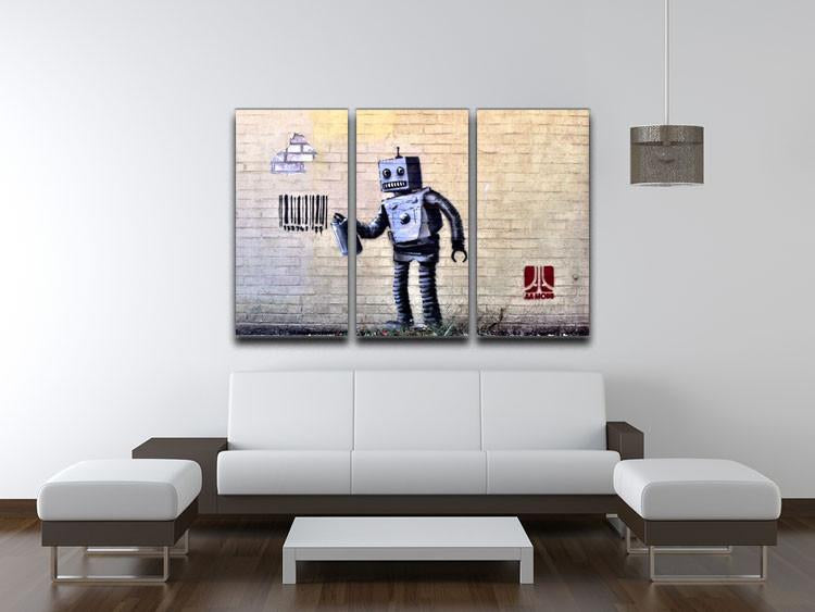 Banksy Barcode Robot 3 Split Panel Canvas Print - Canvas Art Rocks