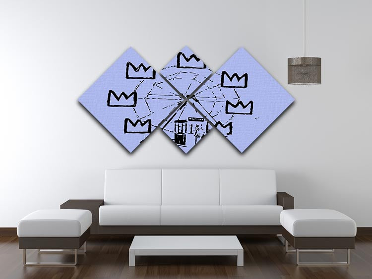 Banksy Basquiat Ferris Wheel Blue 4 Square Multi Panel Canvas - Canvas Art Rocks - 3