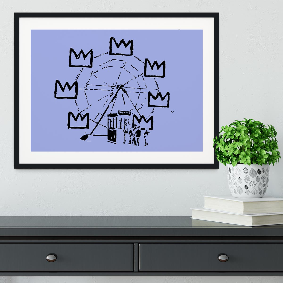 Banksy Basquiat Ferris Wheel Blue Framed Print - Canvas Art Rocks - 1