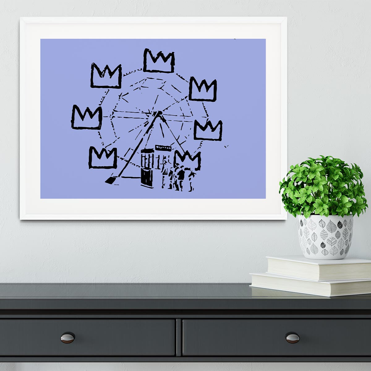Banksy Basquiat Ferris Wheel Blue Framed Print - Canvas Art Rocks - 5