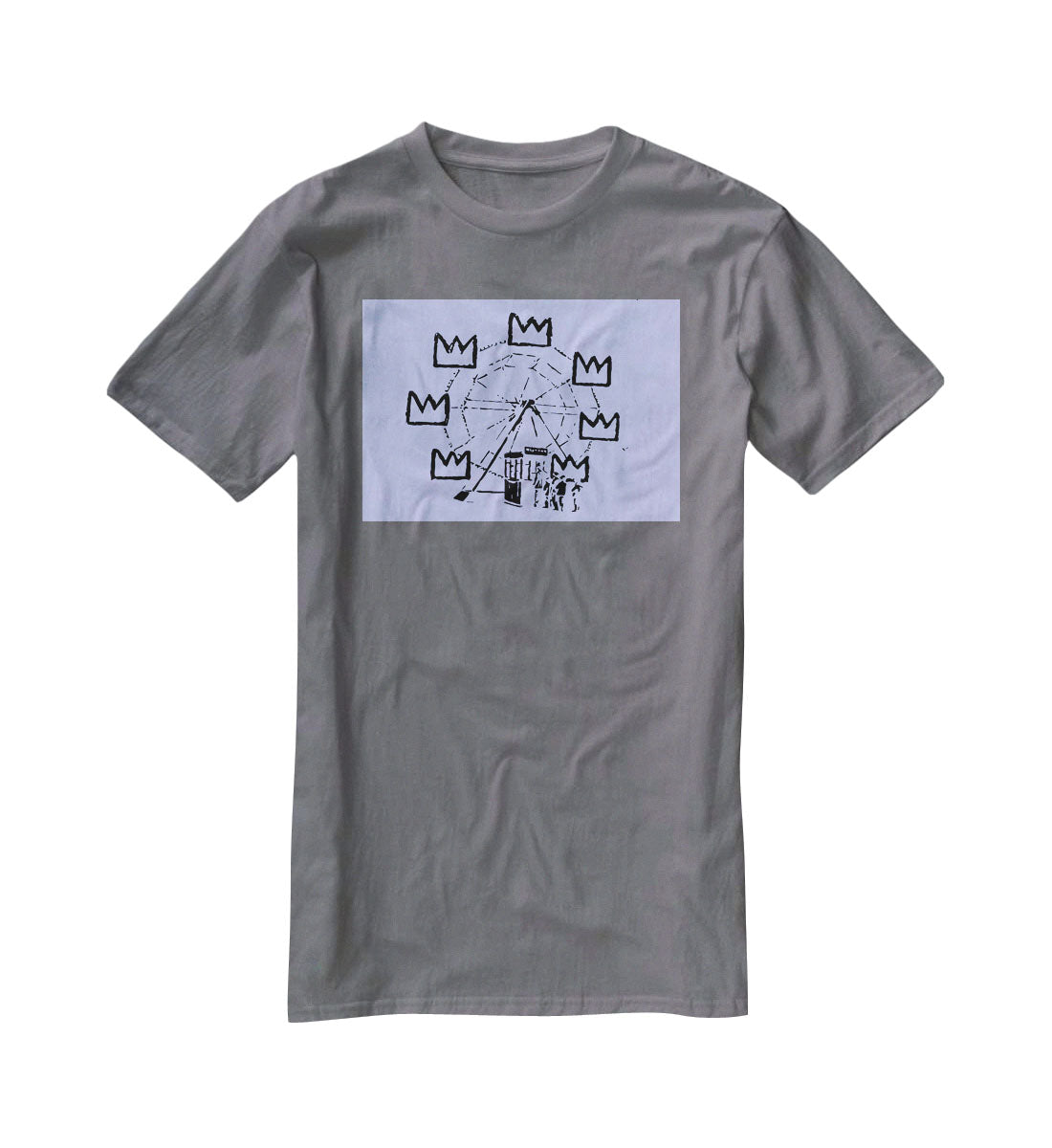 Banksy Basquiat Ferris Wheel Blue T-Shirt - Canvas Art Rocks - 3