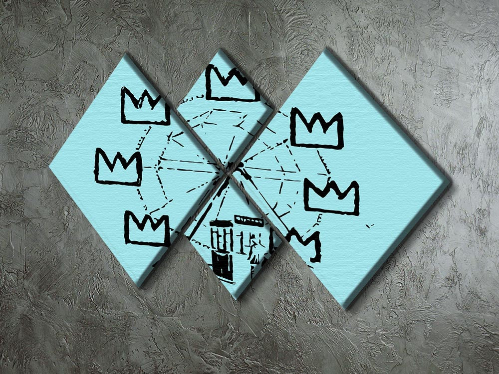 Banksy Basquiat Ferris Wheel Light Blue 4 Square Multi Panel Canvas - Canvas Art Rocks - 2