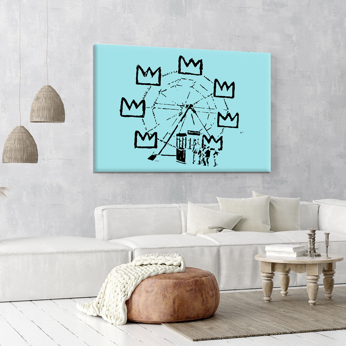 Banksy Basquiat Ferris Wheel Light Blue Canvas Print or Poster - Canvas Art Rocks - 6