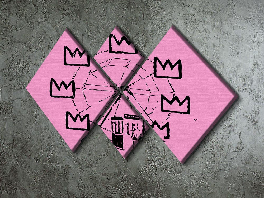 Banksy Basquiat Ferris Wheel Pink 4 Square Multi Panel Canvas - Canvas Art Rocks - 2