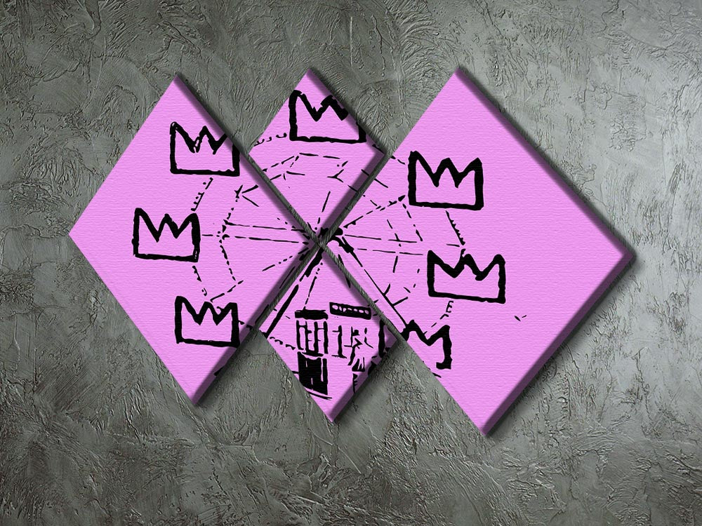 Banksy Basquiat Ferris Wheel Purple 4 Square Multi Panel Canvas - Canvas Art Rocks - 2