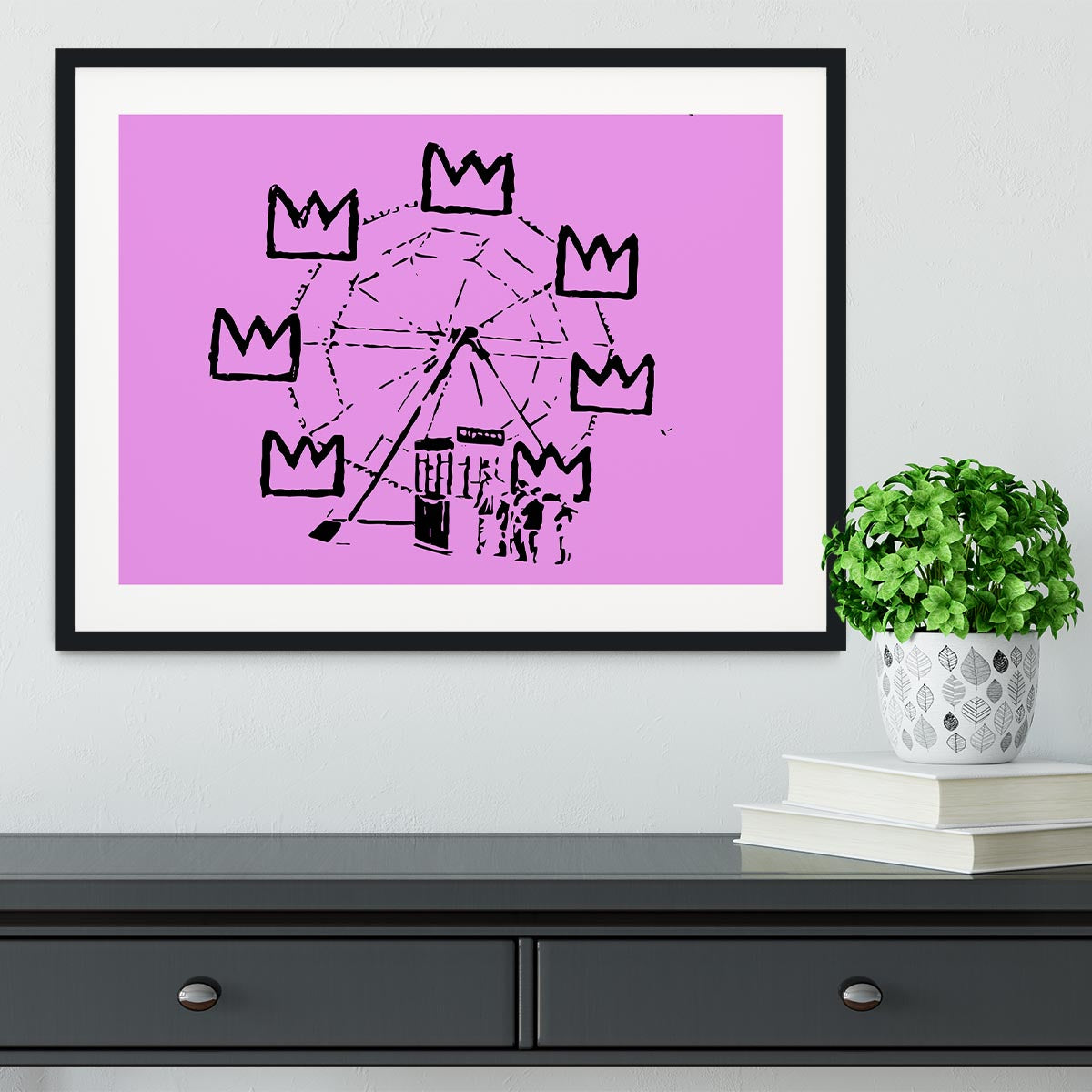 Banksy Basquiat Ferris Wheel Purple Framed Print - Canvas Art Rocks - 1