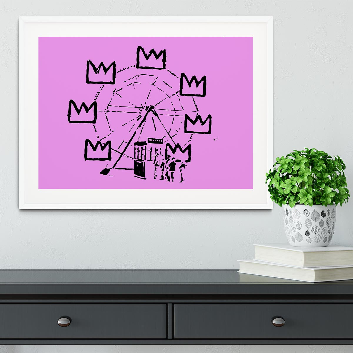 Banksy Basquiat Ferris Wheel Purple Framed Print - Canvas Art Rocks - 5