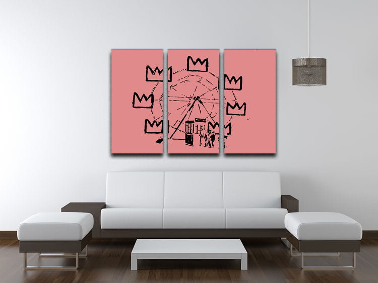 Banksy Basquiat Ferris Wheel Red 3 Split Panel Canvas Print - Canvas Art Rocks - 3