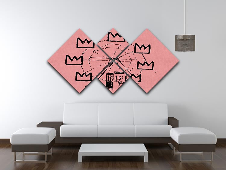 Banksy Basquiat Ferris Wheel Red 4 Square Multi Panel Canvas - Canvas Art Rocks - 3
