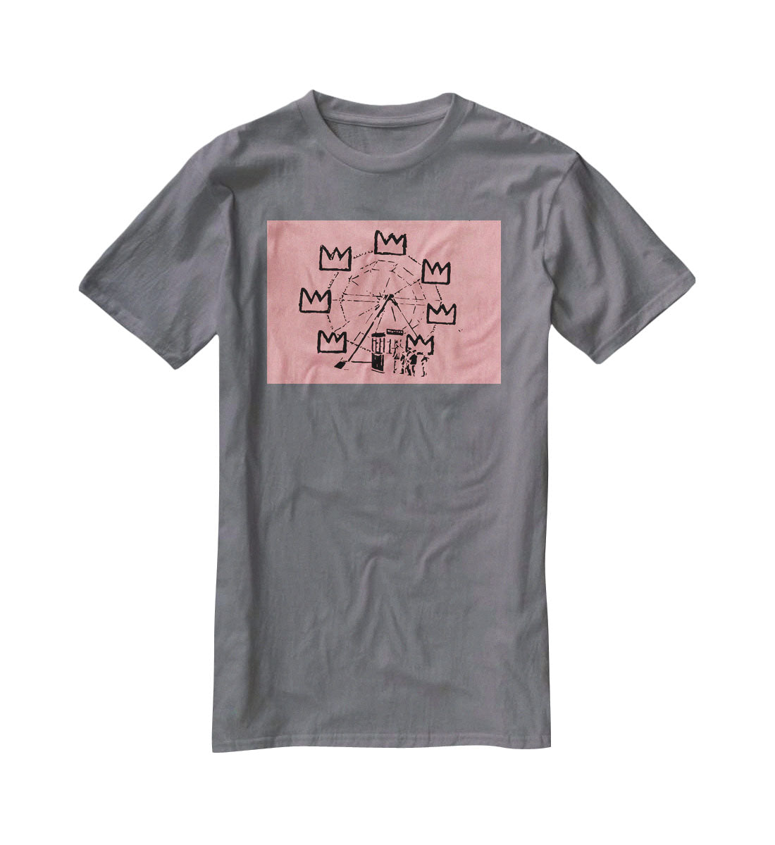 Banksy Basquiat Ferris Wheel Red T-Shirt - Canvas Art Rocks - 3