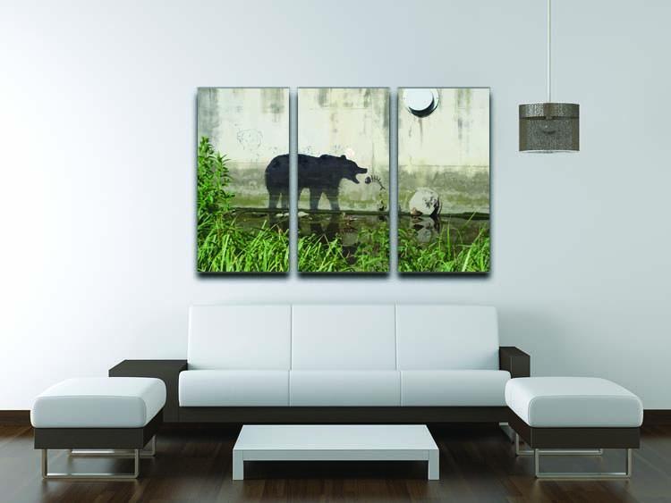 Banksy Bear 3 Split Panel Canvas Print - Canvas Art Rocks - 3