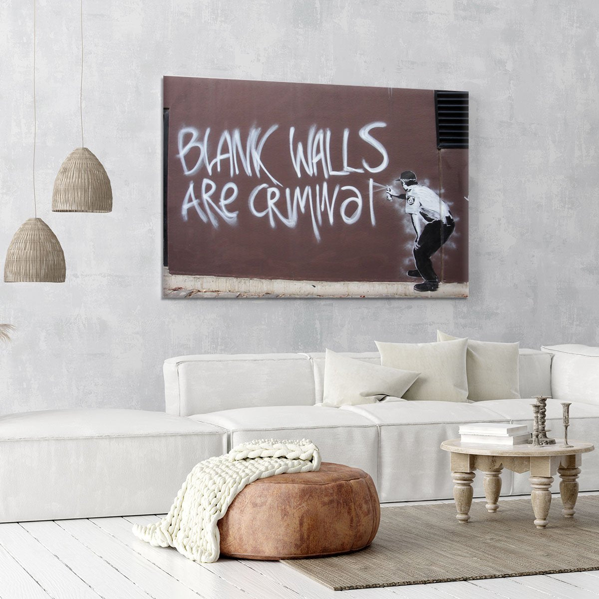 Banksy Blank Walls Are Criminal Canvas Print or Poster