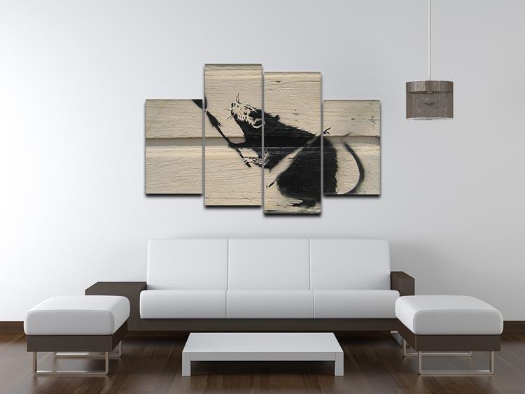 Banksy Broom Rat 4 Split Panel Canvas - Canvas Art Rocks - 3