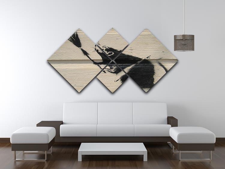 Banksy Broom Rat 4 Square Multi Panel Canvas - Canvas Art Rocks - 3